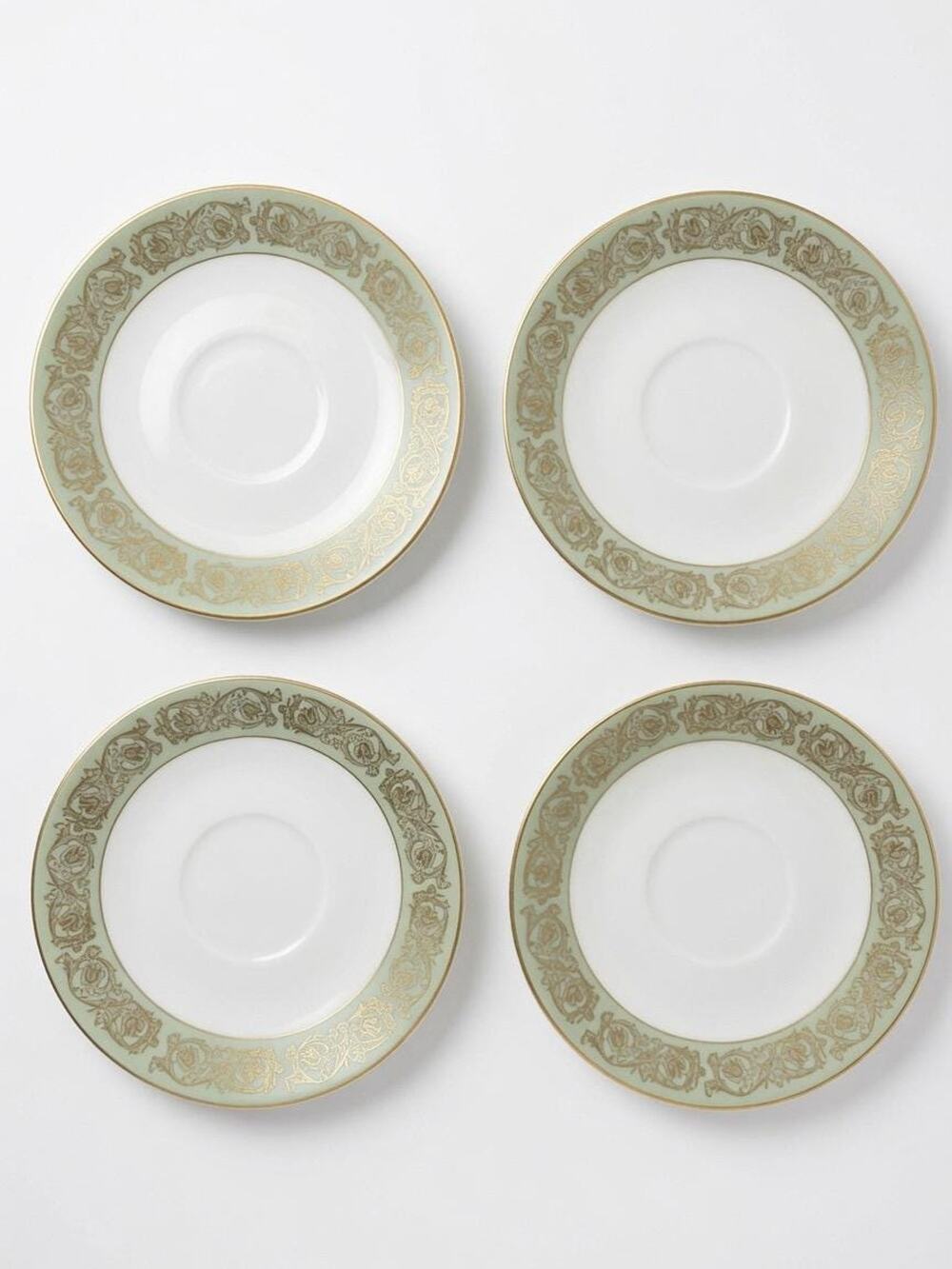 Vintage Yamaka Renaissance 2659R China Saucers Set of 4, 6 Inch Porcelain
